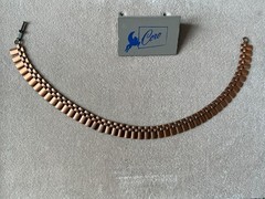 Vintage Solid Copper Art Deco Choker Cleopatra Bib Necklace 15” Heavy Ultra Chic