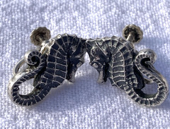 Vintage Sterling Silver Screw Back Charming Seahorse Earrings Marked 6 Grams