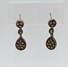 VTG 925 MC Teardrop Marcasite Earrings 1in Drop Sterling Silver 3gtw New Backs