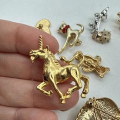 Lot Of 14 Vtg Animal And Insect Brooches Pins Gold Silver Toned Birds Cat Dog