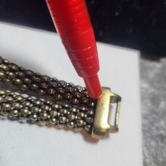 Vintage Antique Brass Tone Mesh Love Knot Bracelet Fold Over Clasp 7 Inch