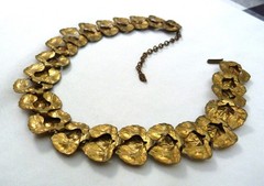 ANTIQUE VINTAGE 1930’s GERMANY LAYERED EMBOSSED LEAVES GOLD VERMEIL NECKLACE