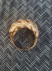 Vtg Gold Vermeil Over .925 Silver Multi Gem Stone Bombe Ring Sz8
