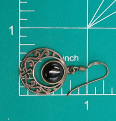 VTG 925 MD Black Onyx Dangle Earrings 1.5in Sterling Silver 4g Filigree Estate