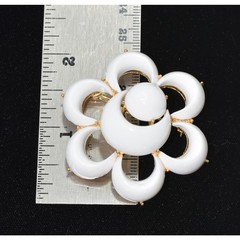 Vintage Crown TRIFARI Pat Pend White Lucite Half Moon & Sun Flower Brooch Pin