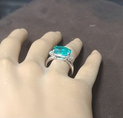 Vintage Platinum Engagement Ring 7.27ct. Blue Neon Tourmaline Oval Shape