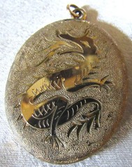 Vintage Gold Tone Dragon Locket Pendant 1-3/8 – 1-1/8″