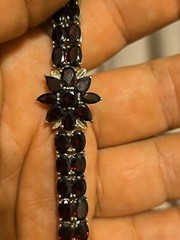 Stunning Vtg 925 Sterling Silver Almandine Garnet Bracelet