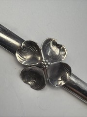 Vintage Stuart Nye Sterling Silver Dogwood Flower Bar Pin 4.5g 2 7/8 Inch Length