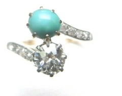 Antique Art Deco Diamond Engagement Plat 18KY Ring Size 5 UK-J1/2 EGL USA