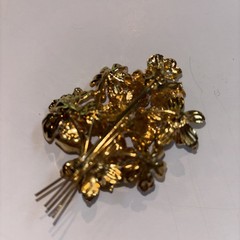 Vintage Gold Tone Rhinestone Eyeglasses Scarf Clip Ring Novelty Glasses Brooch⁠