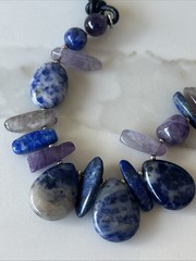 Lapis Lazuli Vintage Necklace Horse Shoes Clasp Authentic Jewelry
