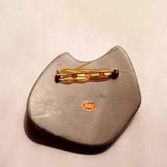 Midcentury Modern Japan Glazed Ceramic Art Modernist Brutalist Brooch Pin Set