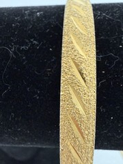 Vintage Lot 3 Piece Gold Tone Bangle Bracelets 1 Signed Monet, Etched Geometric