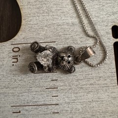 Signed Mark Wasserman Samara Sterling Silver Teddy Bear Heart Necklace