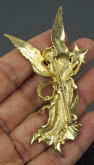 JJ Angel Fairy Holding Star AB Cabochon Wings Brooch Pin Vintage 1970-80s