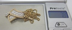 14K Yellow Gold-White Gold Vintage Diamond Pendant and 16″ Rope Chain – LB0808