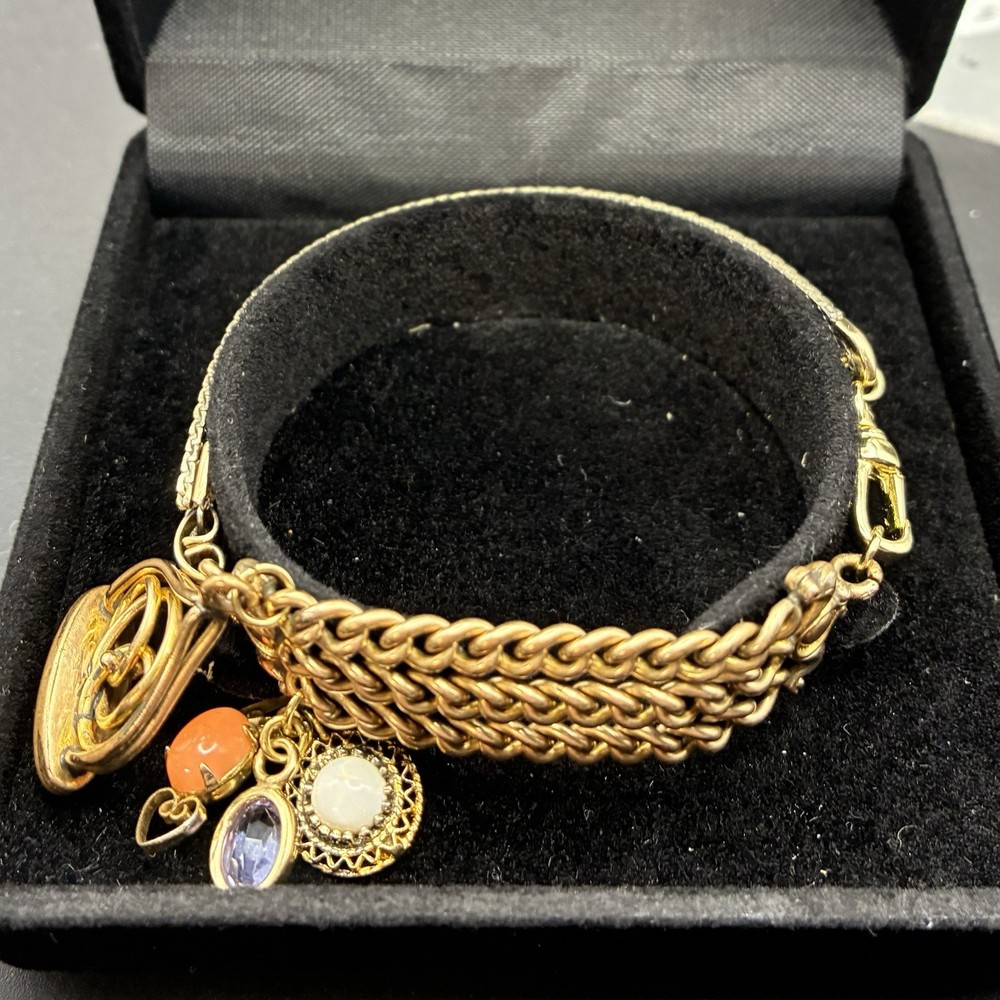 Custom Vintage Gold Filled Pocket Watch Chain & Mesh Bracelet w Charms & Regalia