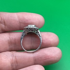 Art Deco 925 CZ Style Statement Ring Size 7 Vintage