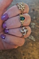 3 Costume Cocktail Jewelry Rings All Missing At Least 1 Stone