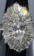 Vintage Platinum 3.30CTW Marquise Diamond Ring Pendant Estate VS1 SI1