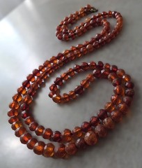 Antique Natural Baltic Amber Faceted Beaded 35″ Necklace 20.7g