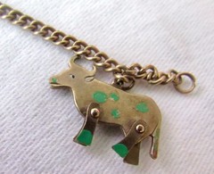 Vintage Czechoslovakia Articulated Animal Charm Bracelet PAT Enamel Farm Animals
