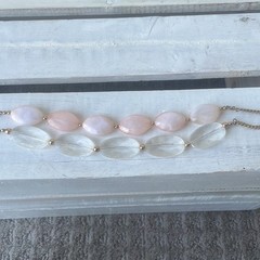 Necklace 90s vintage costume jewelry pink and gold necklace