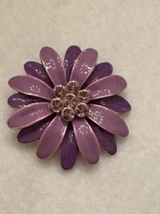 Vintage Purple Metal Flower Brooch Pendant Signed Best Diameter 2.0”