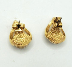 AVON Tear Drop Faux Pearl Two Rhinestone Gold Tone Pierced Earrings Signed