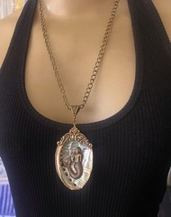Mermaid Necklace Art Nouveau Siren Abalone Shell Pendant Mermaid Jewelry