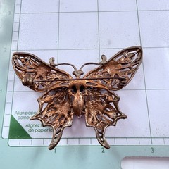 Vintage 90s to More Modern Red AB Rhinestone Copper Tone Butterfly Brooch