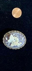 3/ D Vintage Anniversary Butterfly Purple Lavender CAMEO Brooch /Pin/ Pendant 🦋