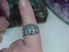 QVC 18k Gold Clad Sterling Dome 16 Aqua Ring DBJ 4.00ct Size 9.5 Vintg 5.5Gr