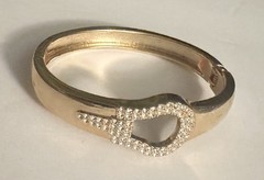 Vintage Tension Bangle Bracelet Cuff w/Crystals Horse Bit/Stirrup Equestrian