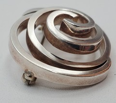 VTG 925 Spiral Brooch 1.25in Sterling Silver Solid 15g Abstract 3D Geometric