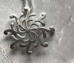Vintage Sterling 925 Silver Fire Star Convertible Brooch Pendant Necklace