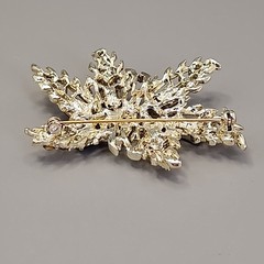 Vintage Rhinestone Butterfly Brooch Clip On Earring Set Pink Purple Gold Tone
