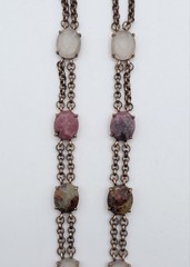 Kenneth Cole Semi Precious Gemstone Necklace Prong Set Copper Pink Green Boho