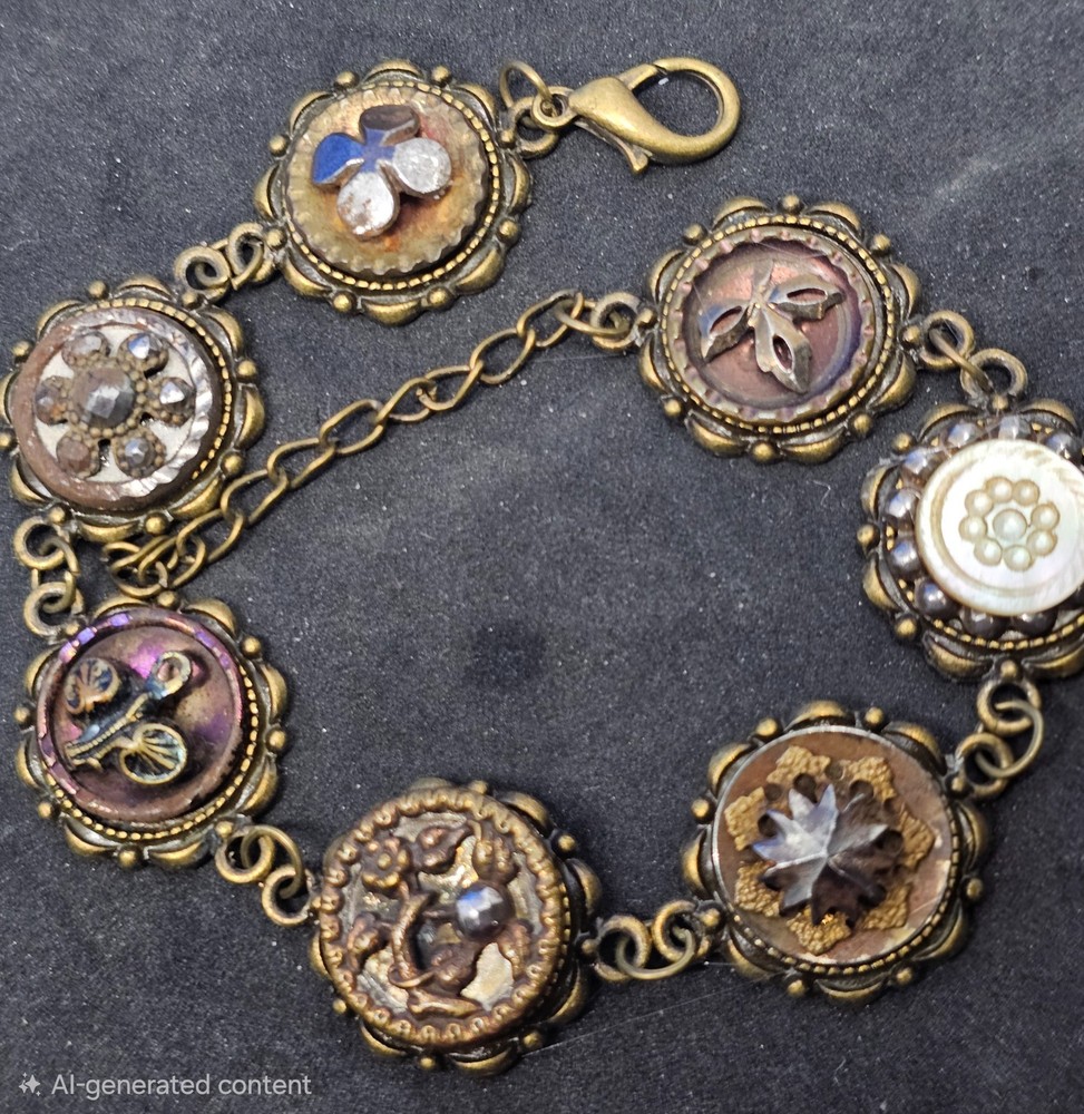 Antique button bracelet # 24