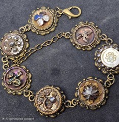 Antique button bracelet # 24