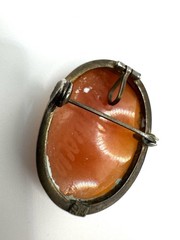 Italian Hand-Carved Oval Cameo Brooch