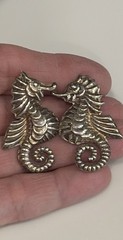 Vintage Sterling Silver Seahorse Earrings Flaw See Pics Not Visible From Front