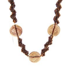 Vintage Glass Bead Toggle Necklace Strand Brown .75×19″