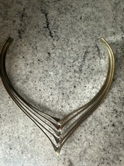 Vintage Mid Century Modern Sterling Silver & Mixed Metal Necklace Brass Copper