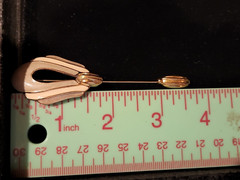 Vtg Signed TRIFARI Gold Tone/Enamel Stick Pin 80s-90s 3.5 inches