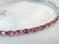 Sterling Silver 925 Rhodolite Pink Garnet Tennis Bracelet 8″