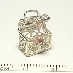 Sterling silver very delicate prayer box charm, 10mm, 1.63g, with clasp