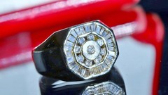 14k yellow gold size 11 ring 0.90ct natural diamond vintage handmade 11.75gr