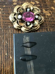 Antique Victorian 10-14k Gold Pink Topaz? Brooch